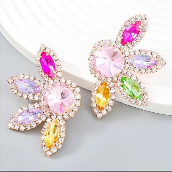Multicolor flower earring N326 - Picture 2 of 5